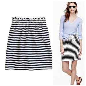 J Crew Striped Linen Skirt Elastic Waistband Pockets